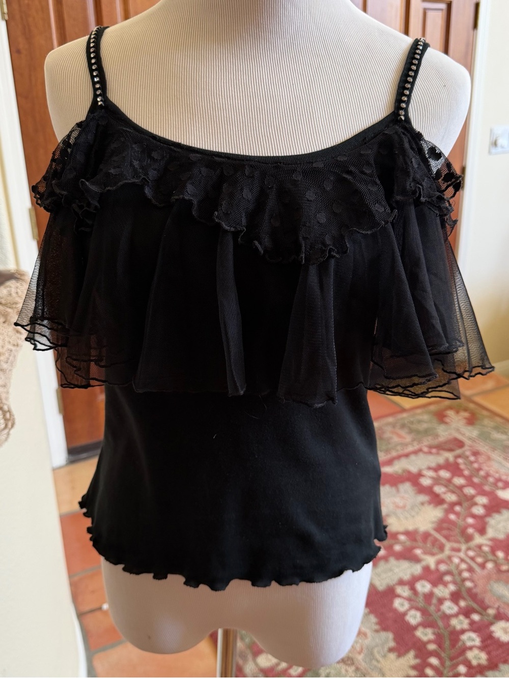 Lace Embellished Camisol Top Black Size Medium